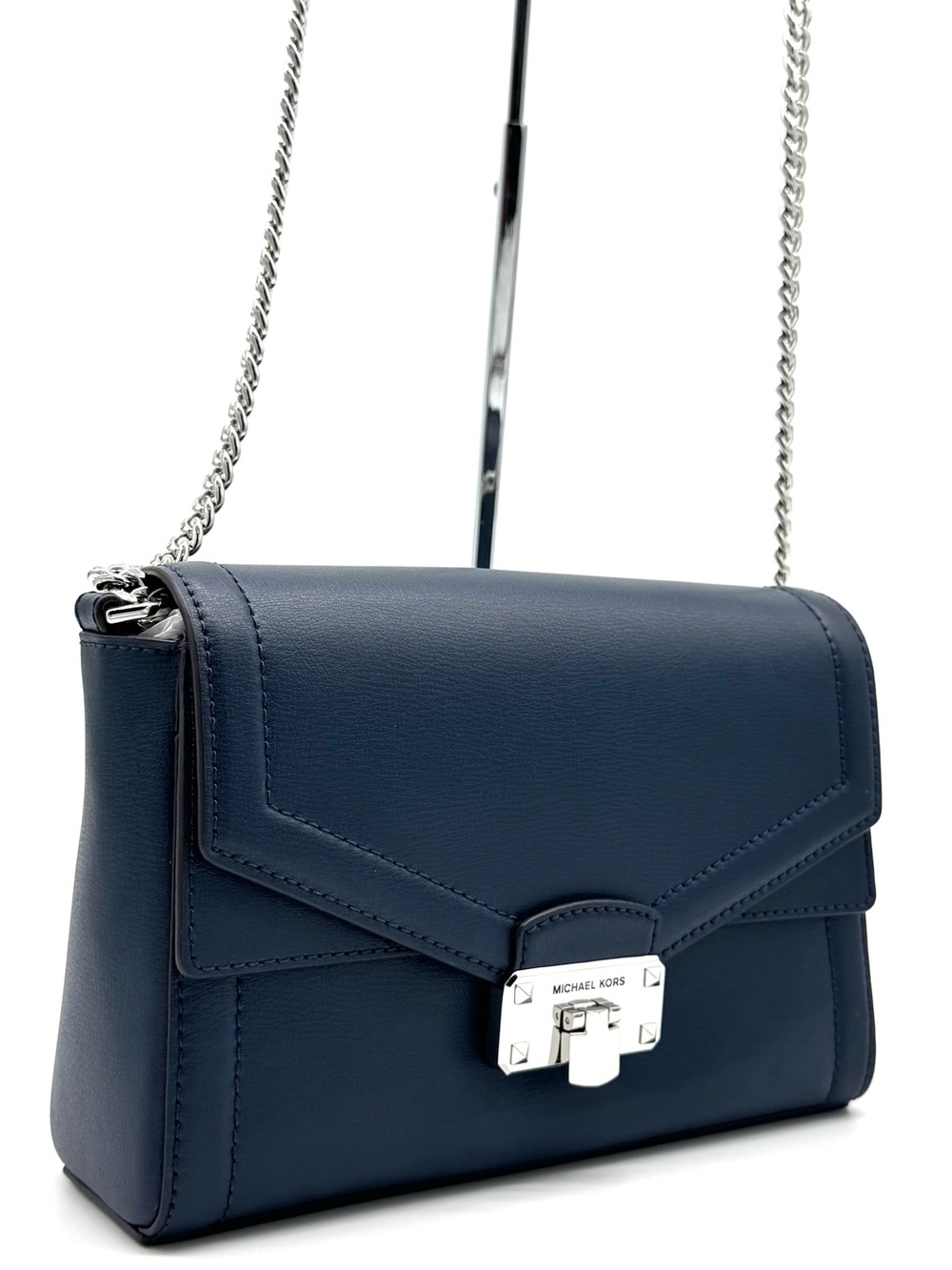 Michael Kors Kinsley Medium Shoulder Flap Crossbody Bag Navy Blue